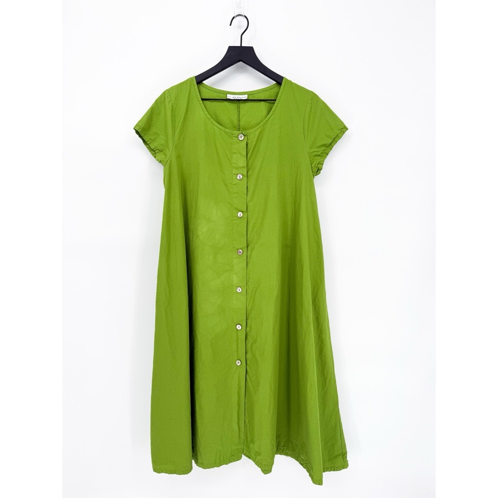 Bryn Walker Organic Cotton Winsor Midi Dress in Soca Green XXS